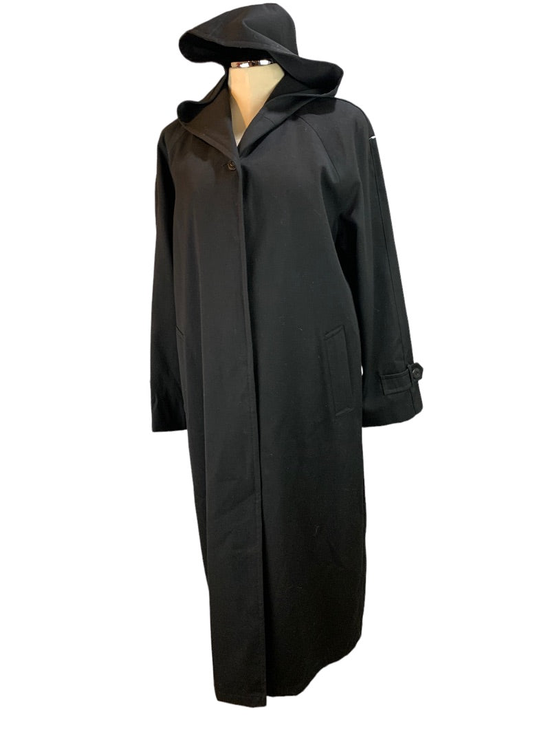 12P London Fog Women's New Black Full Length Waterproof Dress Jacket Hooded