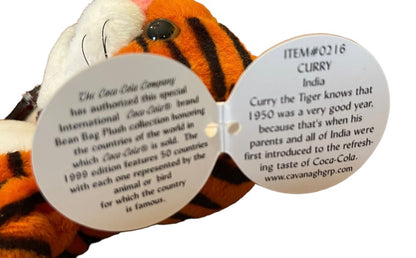 Coca Cola International Collection Curry the Tiger India 7" Plush 1998 Beanie