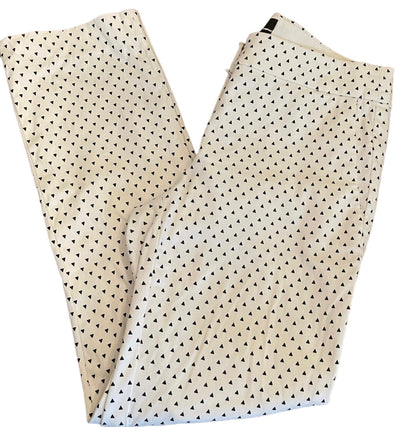 00 J.Crew Women's Campbell Pants White Black Triangles Pockets Zipper A6734