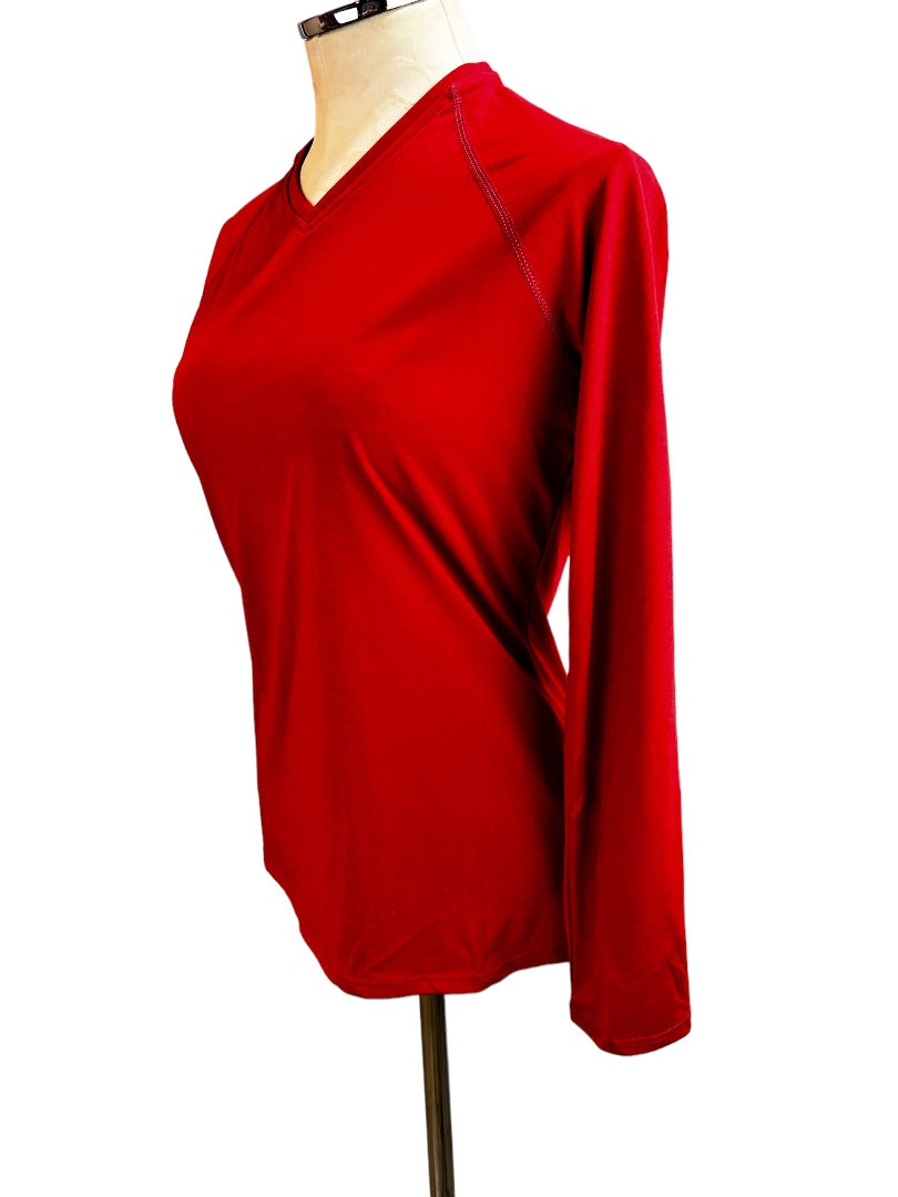 Small Adidas Red Climalite Women's V-Neck Activewear Shirt New