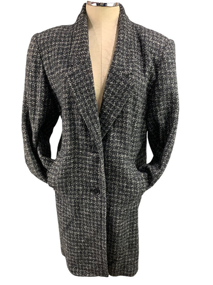 Size 5/6 Peabody House Women's Black White Tweed Coat Vintage 1990