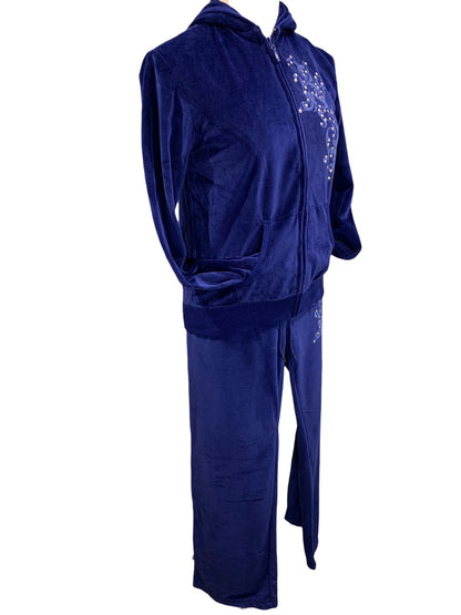 Small Soho Lady Two Piece Purple Velour Sweat Suit Track Y2K New