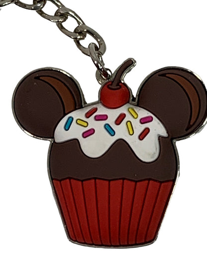 Disney Micky Mouse Cupcake Keychain Key Ring Metal Silvertone