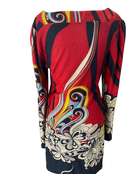 Large Aryeh Square Neck Sweater Dress Beautiful Abstract Pattern