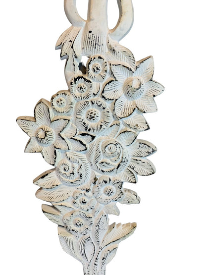 Shabby Chic White Cast Metal Candle Wall Sconces Distressed White Pair 18"h
