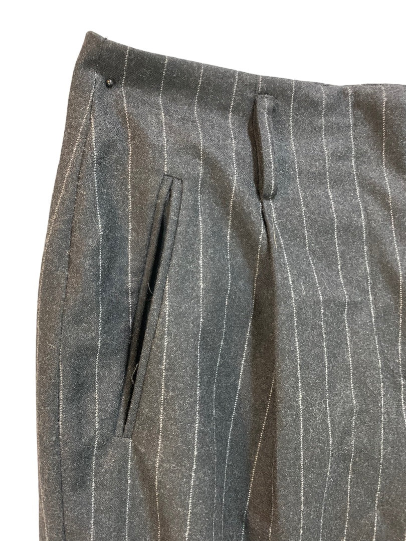 8P Andrea Viccaro Petite Women's Dark Gray Wool Pants Pinstripe Suit Pants Vintage Y2K