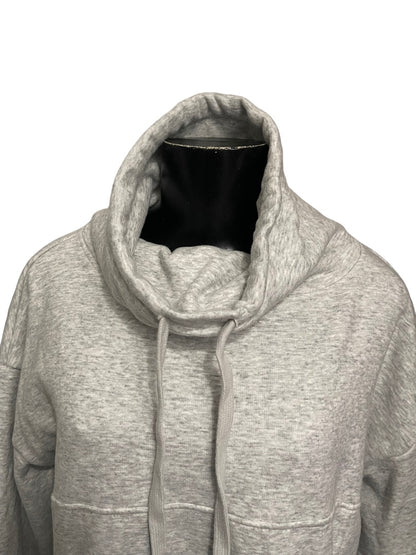 XS UGG Fleece Lined Funnel Cowl Neck Sweatshirt Pockets Gray