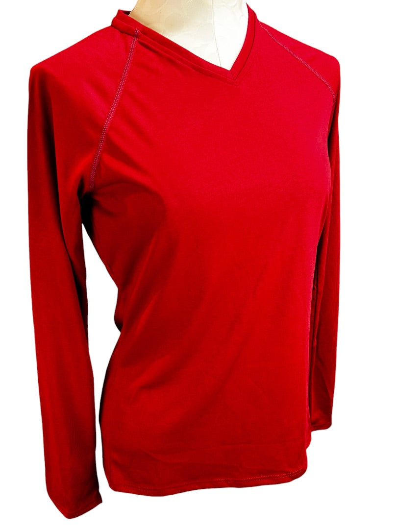 Small Adidas Red Climalite Women's V-Neck Activewear Shirt New