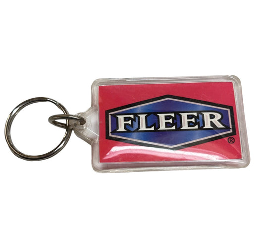 Vintage FLEER SKYBOX Acrylic Key Ring Keychain Red 1.5" x 2"