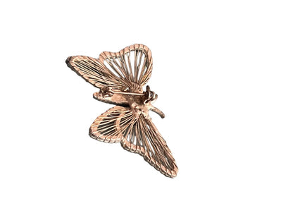 Vintage Butterfly Brooch Silver Tone Metal Open Work Pin