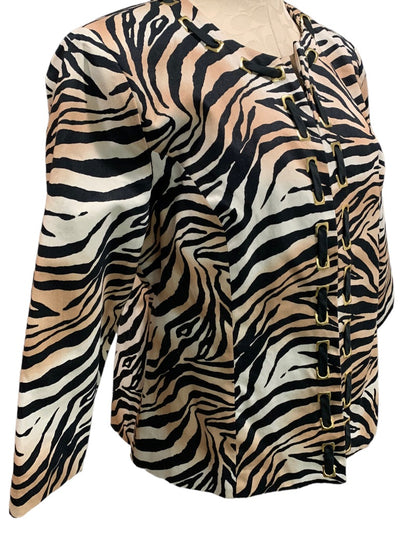 Large Tweeds Women's Tiger Print Jacket Open 3/4 Sleeve