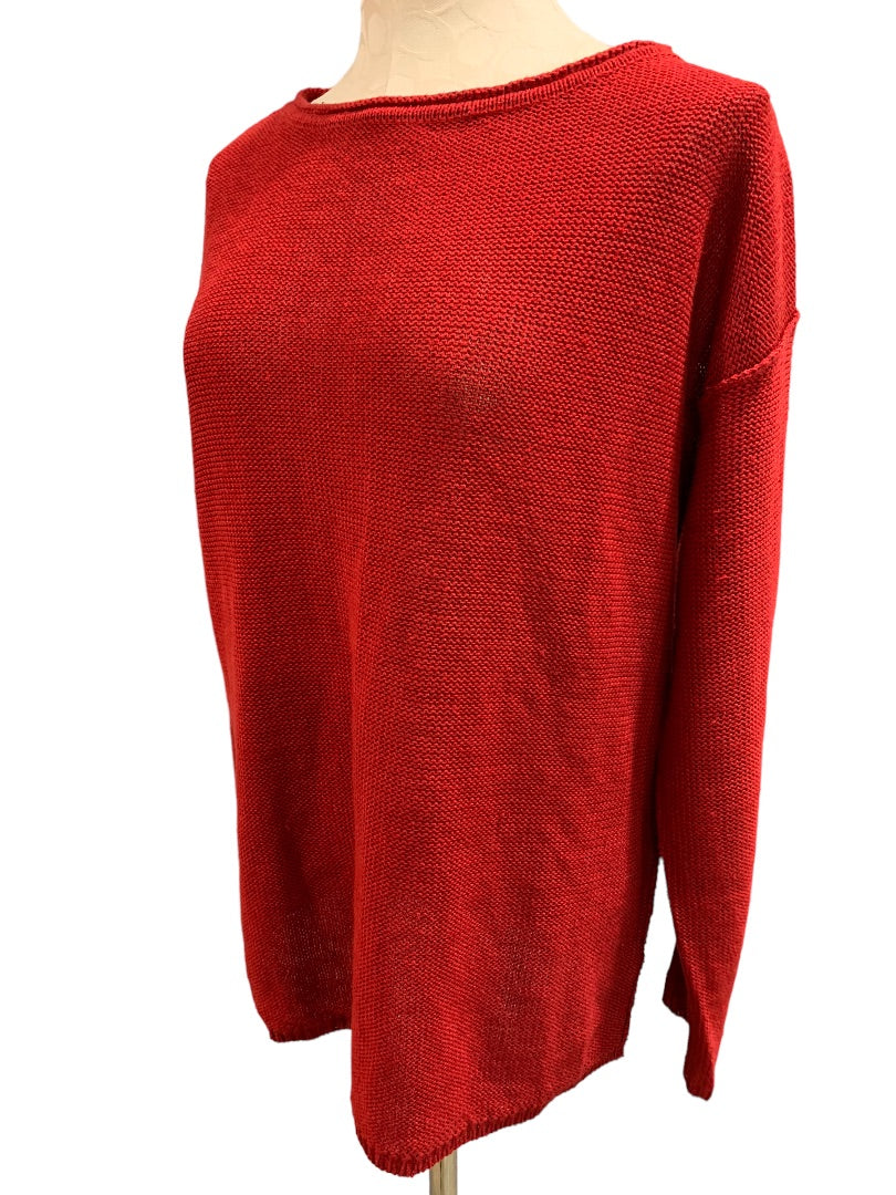 Medium Lauren Ralph Lauren Women's Red Linen Sweater Rollneck