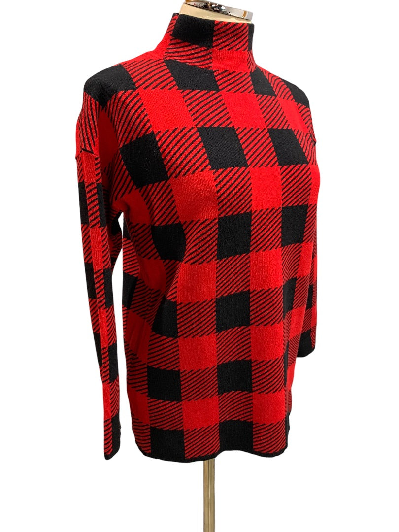 Small Joan Vass Women's Pullover Buffalo Plaid Sweater