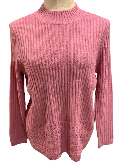 Large Petite Napa Valley Women's New Blossom Pink Pullover Sweater Open Knit Details