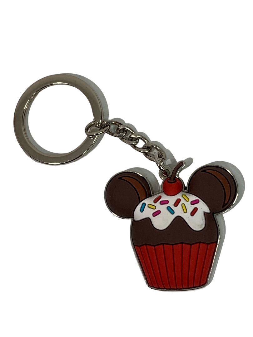 Disney Micky Mouse Cupcake Keychain Key Ring Metal Silvertone