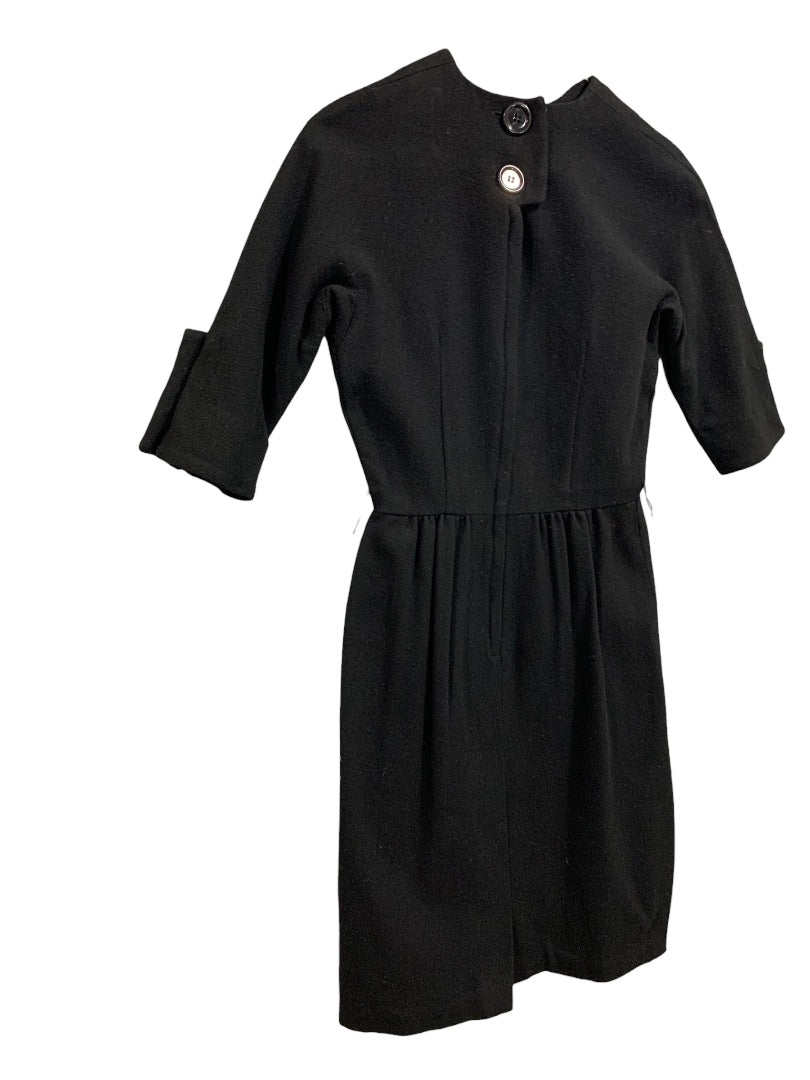 Youth Fair Women's Black A-Line Dress Half Sleeve 1960s Vintage Dress Size 7