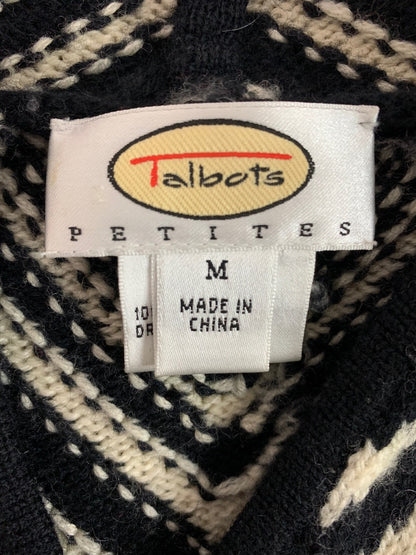 Medium Petite Talbots Petites Women's Full Zip V-Neck Cardigan Sweater Wool