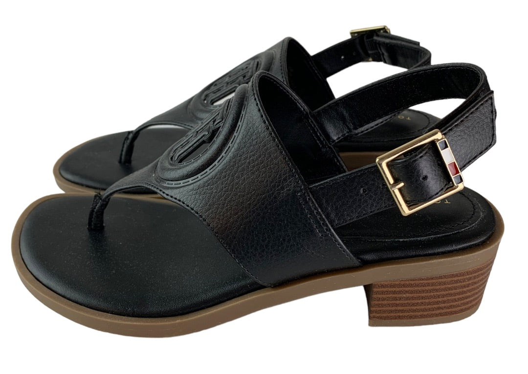 6.5 Tommy Hilfiger Olaya 1.75" Heel Womens Sandal Black New