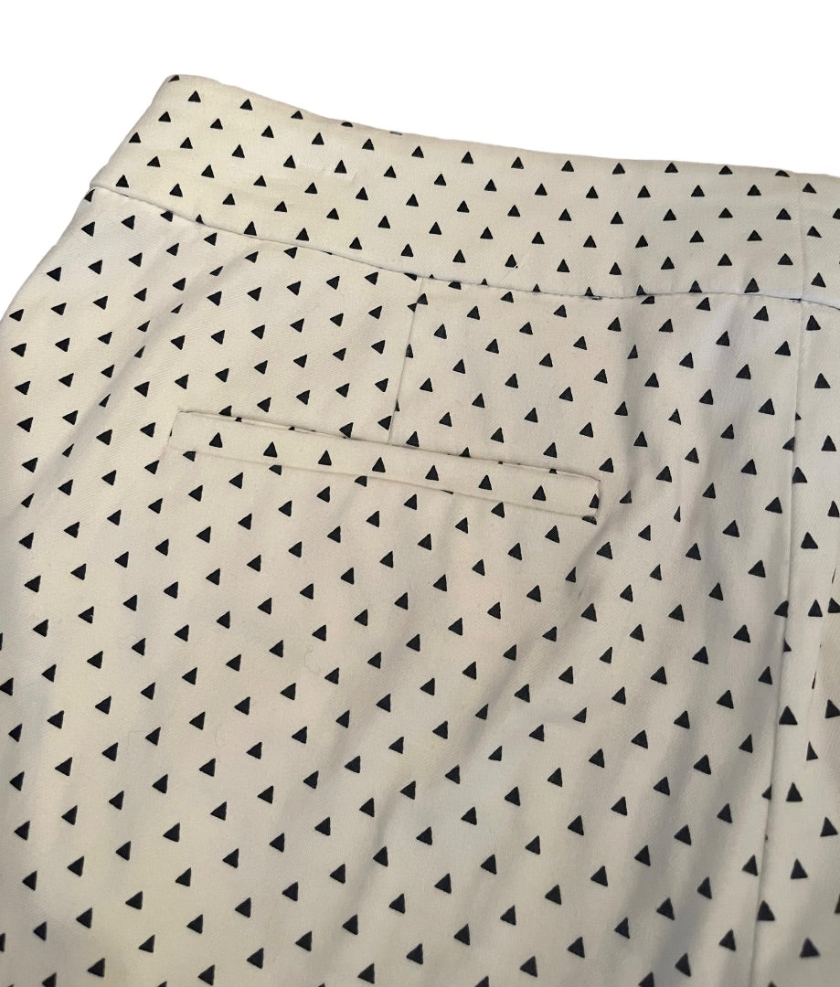 00 J.Crew Women's Campbell Pants White Black Triangles Pockets Zipper A6734