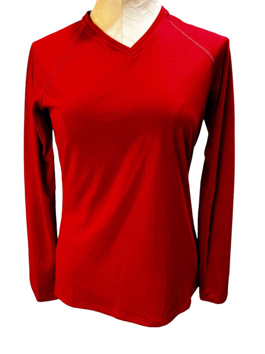 Small Adidas Red Climalite Women's V-Neck Activewear Shirt New