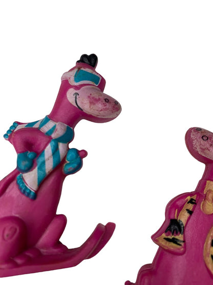 Flinstones Set of 2 Dino Figurines 1991 Post Cereal Toys Hanna Barbera 2.5"