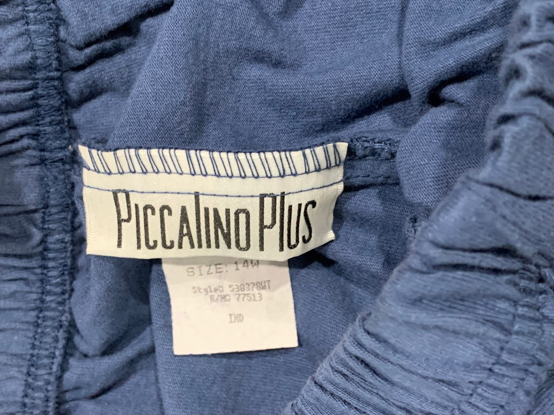 Size 14W Piccalino Plus Women's 2 Piece Outfit 1980s Vintage Pants Top Cotton