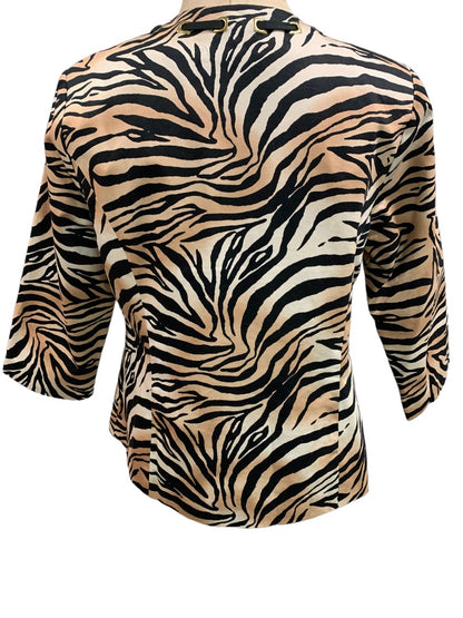 Large Tweeds Women's Tiger Print Jacket Open 3/4 Sleeve