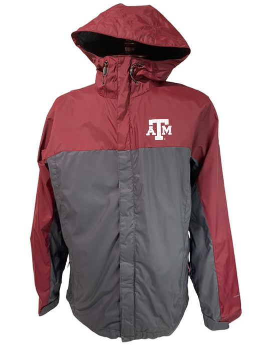 Medium Texas A&M Columbia Glennaker Storm Jacket Gray Red Hooded