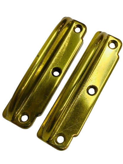 Set of 2 Window Sash Pull Lift Bright Brass Color 3 1/2" Center to Center 4" Length