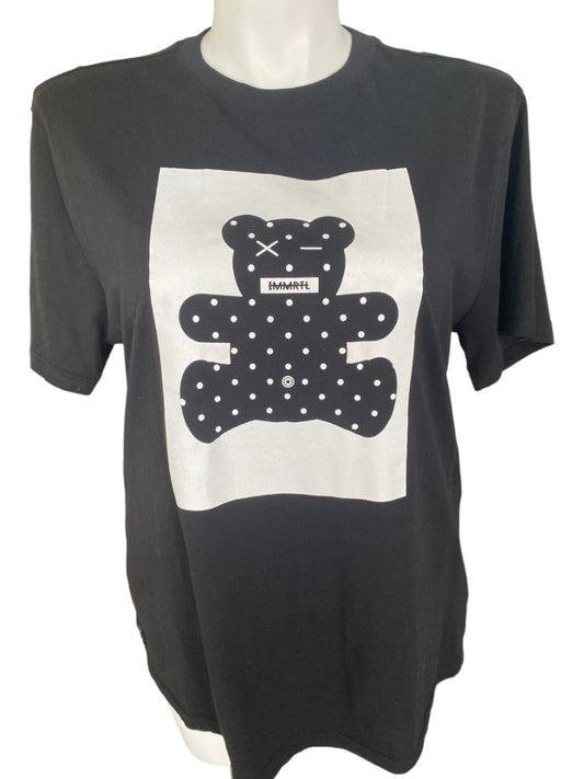 NWT XL IMMRTL Black White Polka Dot Bear Shirt Graphic Rock Tee T-shirt 100% Organic Cotton