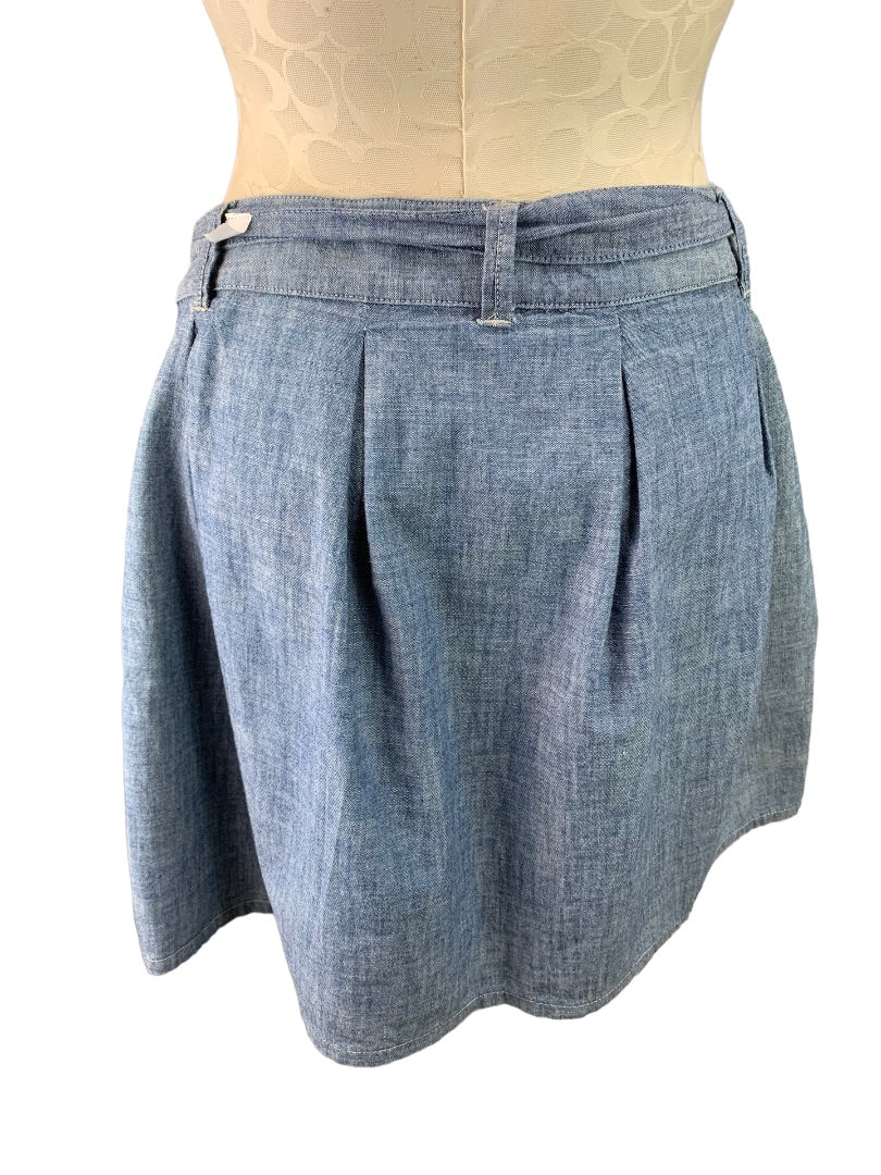 25 (0) Gap Women's Lightweight Jean Skirt Pleated Tie Belt