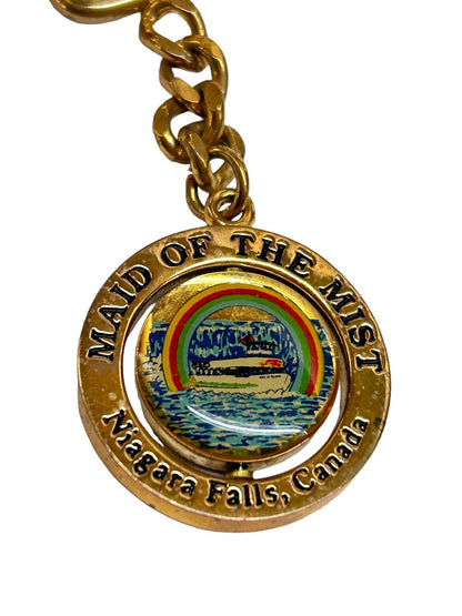 Vintage Maid of the Mist Souvenir Keychain Niagara Falls Canada Swivel Screw Closure