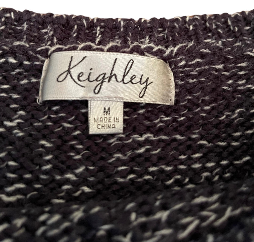 Medium Keighley Knit Womens Pull Over Waist Length Oversize Marled Knit Sweater Wool Blend