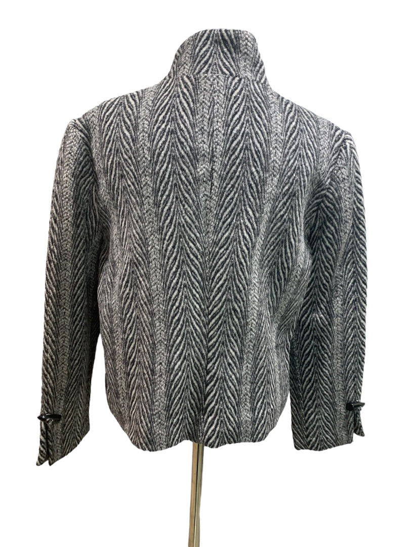 Large 600 West Women's Wool Mohair Blend Jacket Single Button Gray Pattern