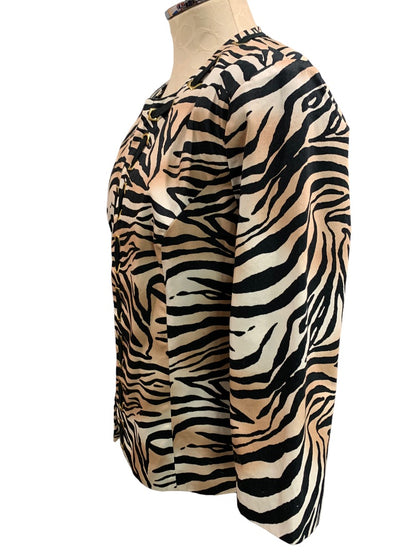 Large Tweeds Women's Tiger Print Jacket Open 3/4 Sleeve