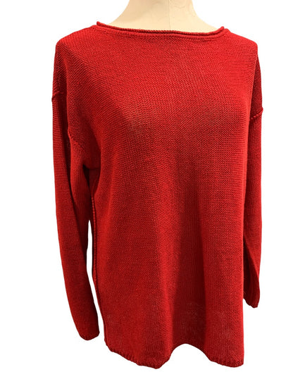 Medium Lauren Ralph Lauren Women's Red Linen Sweater Rollneck