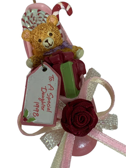 Carlton Cards Ornament "Daughter-Dated 1998" Ballet Slipper Teddy Bear