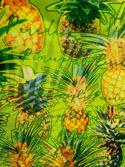 CCo Island New Tropical Print Pineapple Zip Top Travel Tote 14x19"