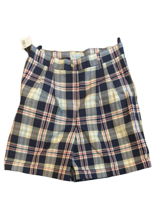 Size 10 Izod Women's Plaid Vintage 1980s Golf Shorts New Cream Navy