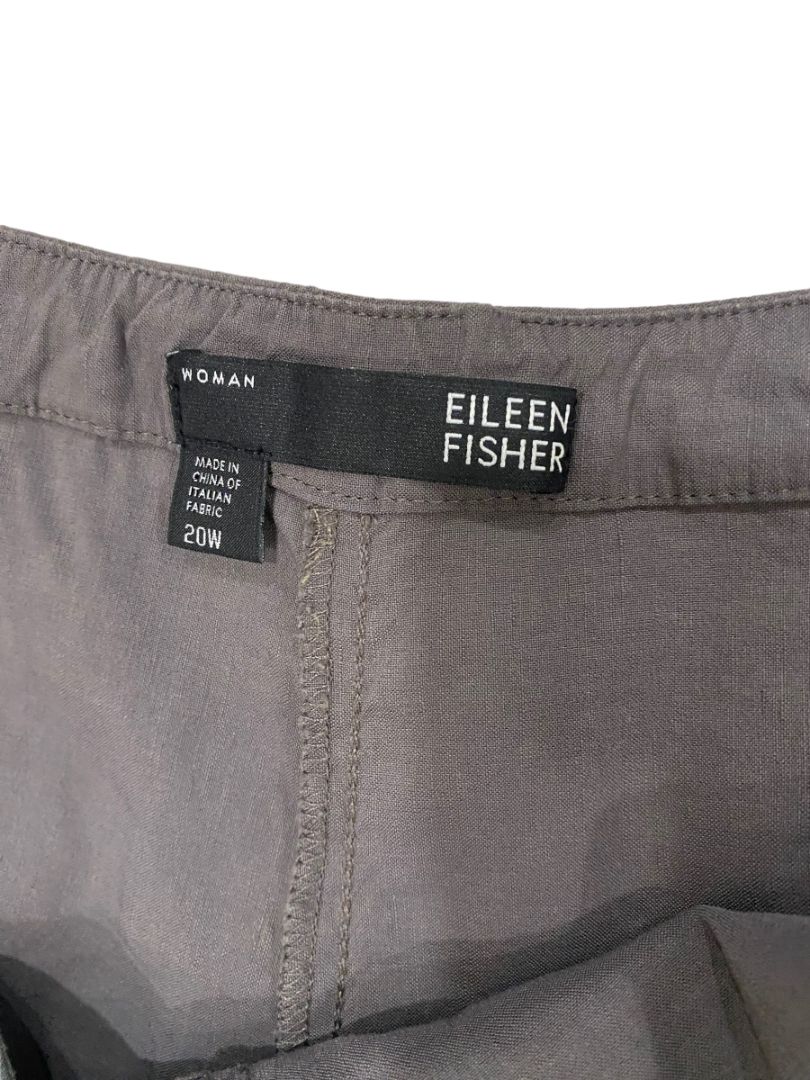 20W Eileen Fisher Linen Blend Wide Leg Pants Gray