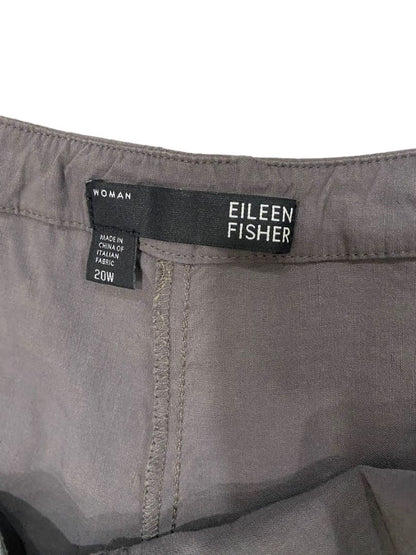 20W Eileen Fisher Linen Blend Wide Leg Pants Gray