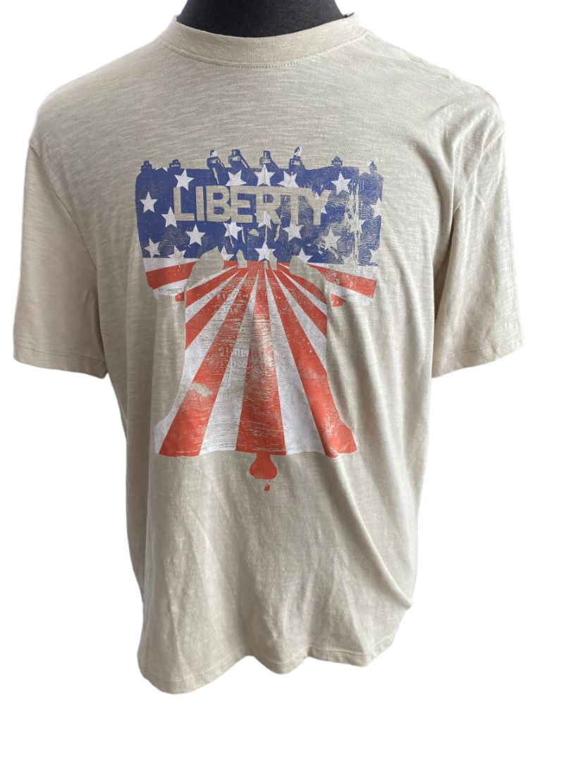 NWT Large Cremieux Oatmeal Liberty Bell Graphic T-Shirt