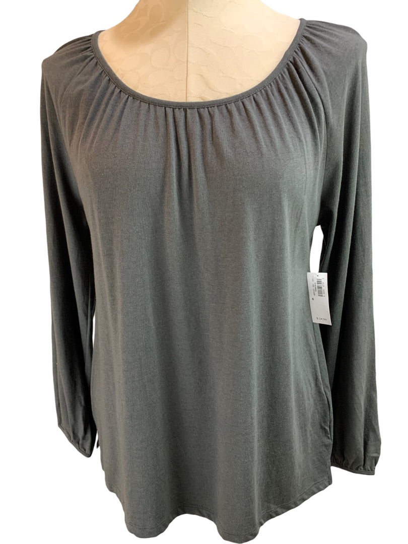 Small Old Navy Women's New Charcoal Gray Jersey Knit Long Sleeve Top Shirt