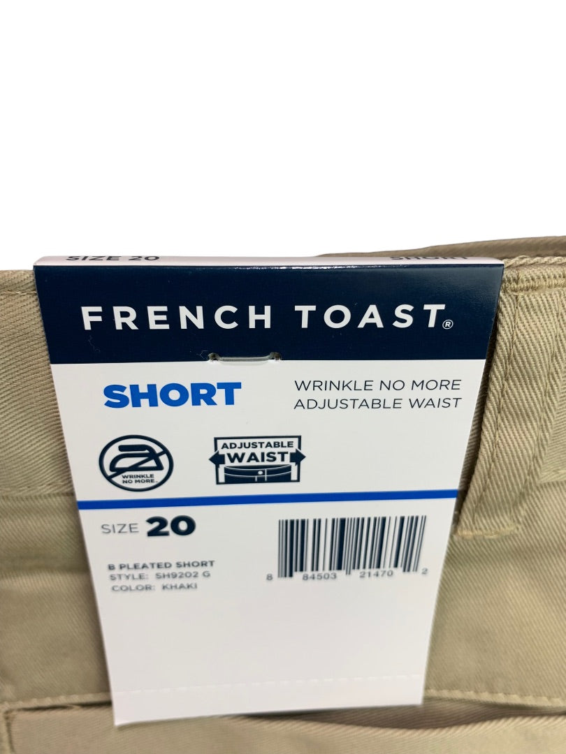 20 French Toast Girl's New Khaki Pleated Front Shorts School Uniform Adjustable Waist