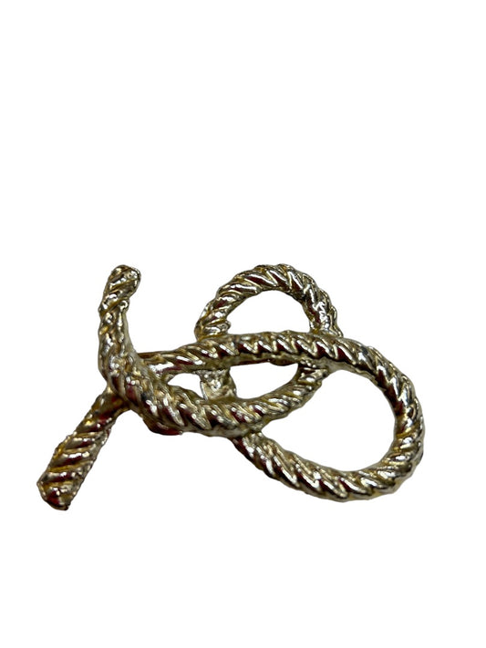 Vintage Silvertone Knot Rope Brooch Pin 2"