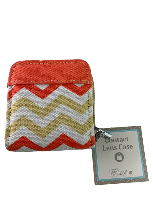 Wellspring New Travel Contact Lens Case Zip Around Chevron Coral Skies Sherbet