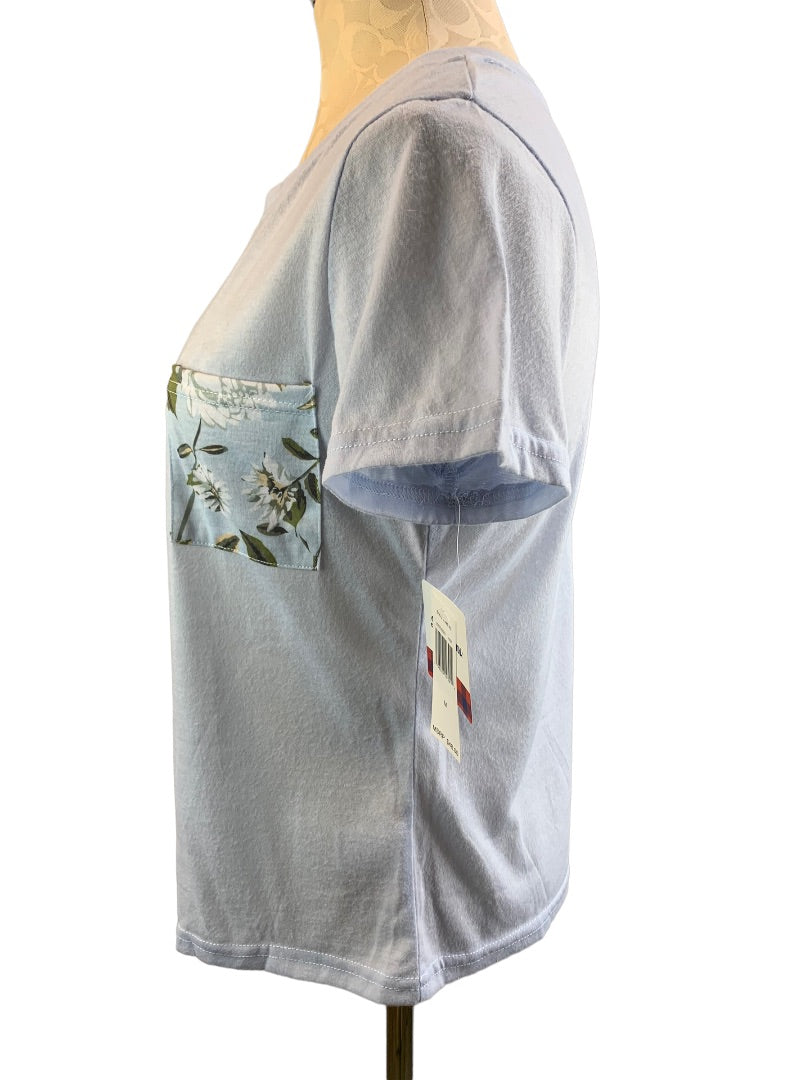 Medium Dearfoams New Women's Light Blue Single Pocket Lounge Sleep Tshirt