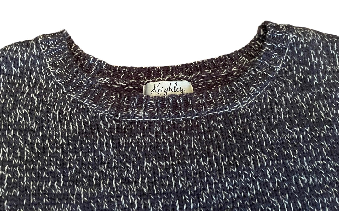 Medium Keighley Knit Womens Pull Over Waist Length Oversize Marled Knit Sweater Wool Blend