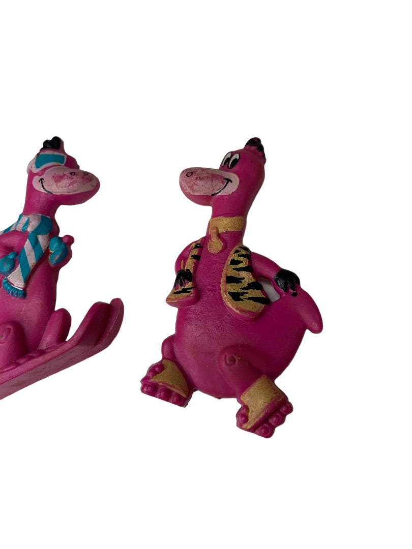 Flinstones Set of 2 Dino Figurines 1991 Post Cereal Toys Hanna Barbera 2.5"