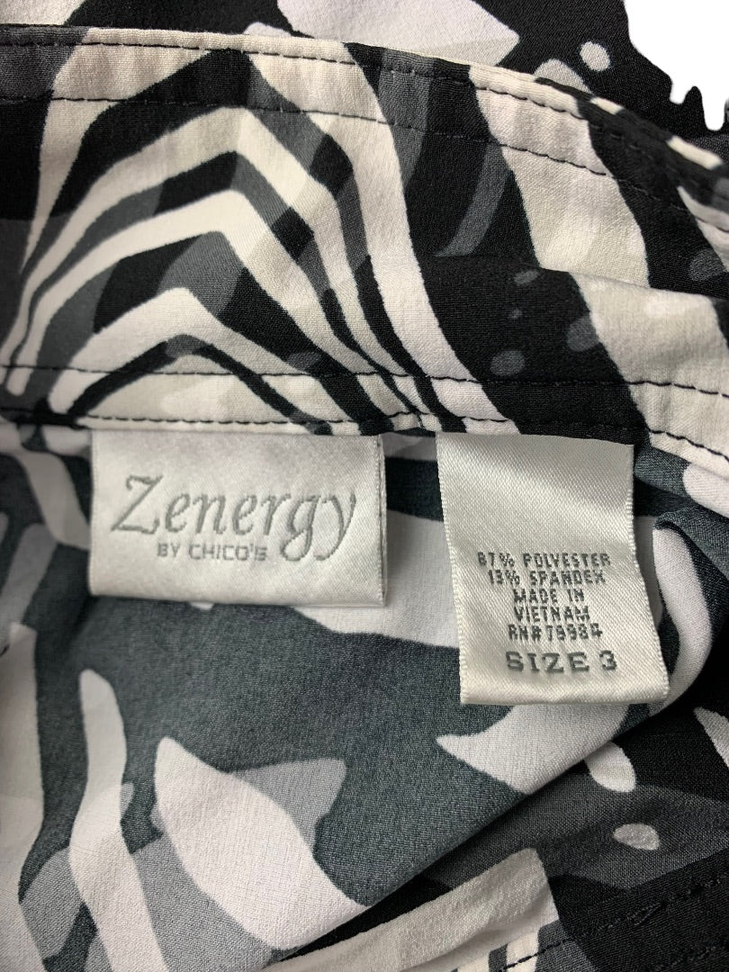 XL Zenergy by Chico's Women's Black White Lightweight Full Zip Jacket